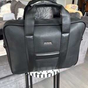 Fossil Mens Black Briefcase with Minimalist Design